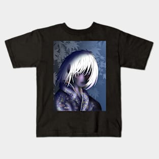 young dark elf in a kimono for dnd and manga fans Kids T-Shirt